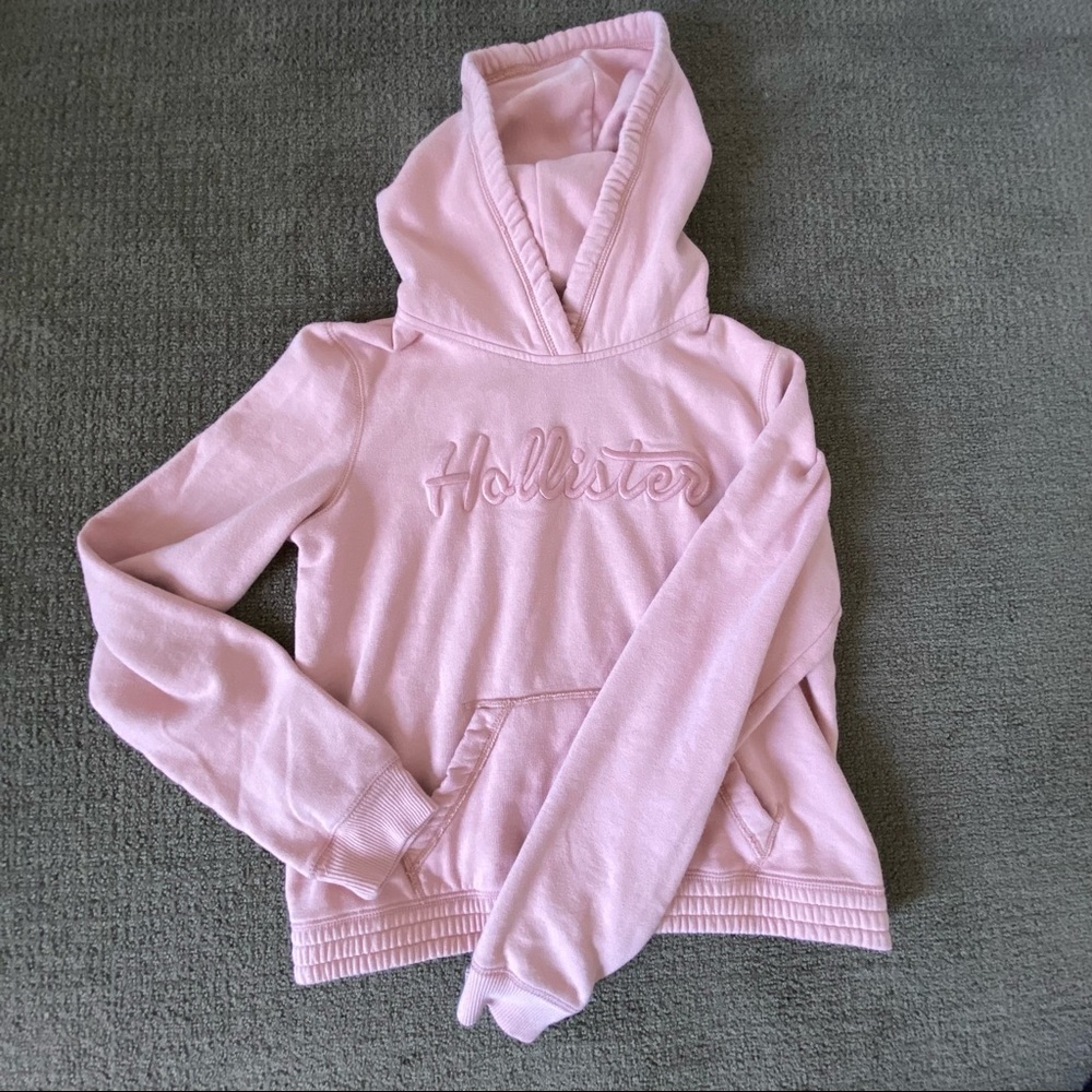 Pink Hollister embroidered logo hoodie